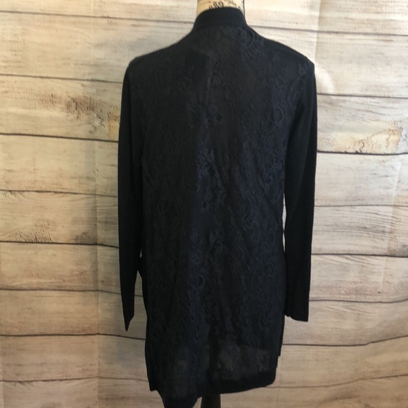 Lafayette 148 Open Cardigan Sweater Lace Back NWT Navy Size Small - Picture 4 of 13